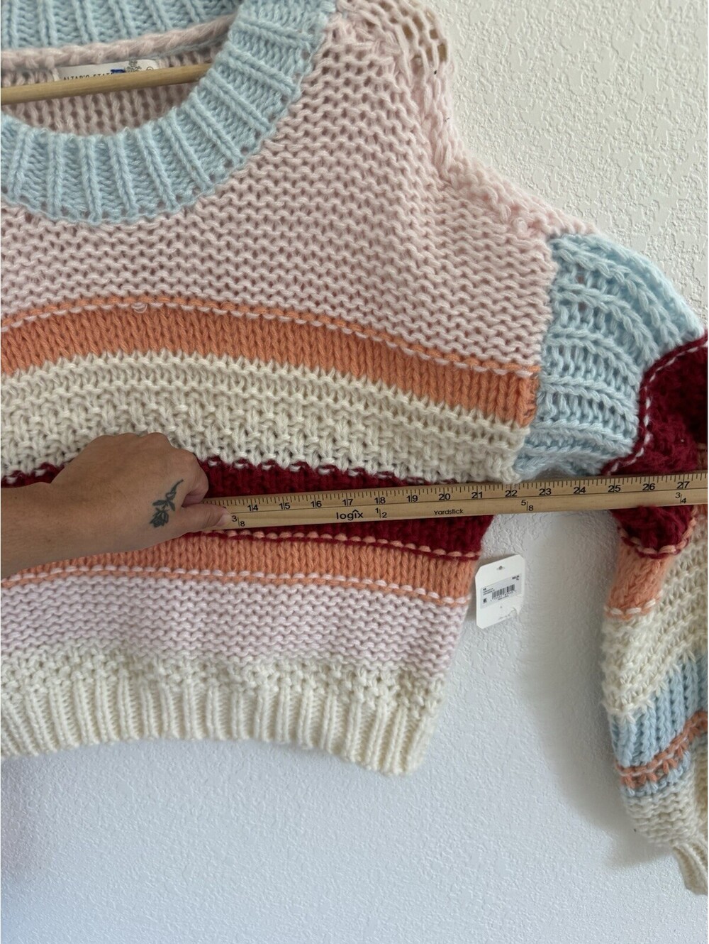 NWT Altar'd State Sz XL Hollis Chunky Knit Multicolor Balloon Sleeve Sweater - Picture 6 of 7